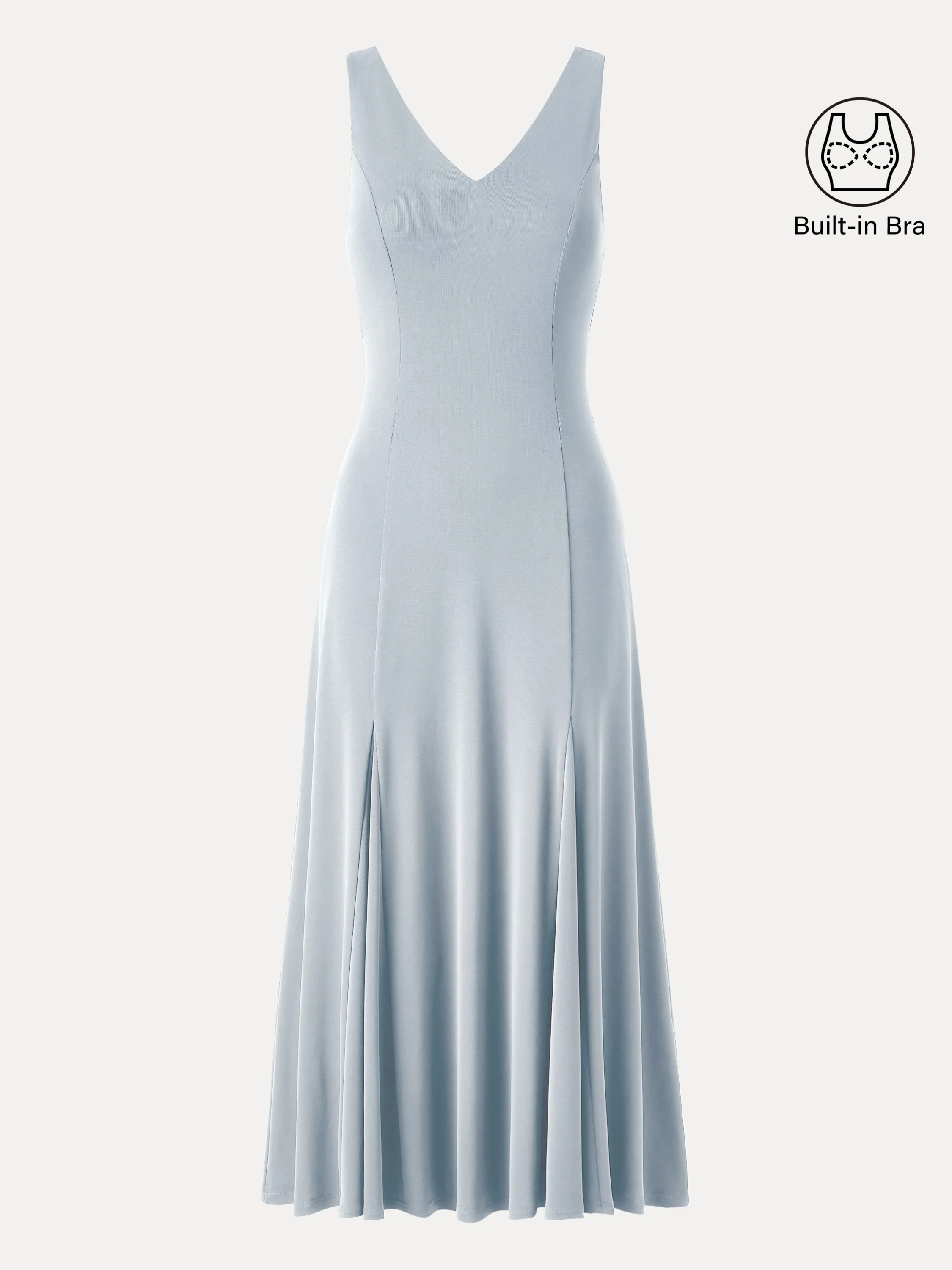 V-neck Fit-and-flare Midi Brami Dress with Pockets