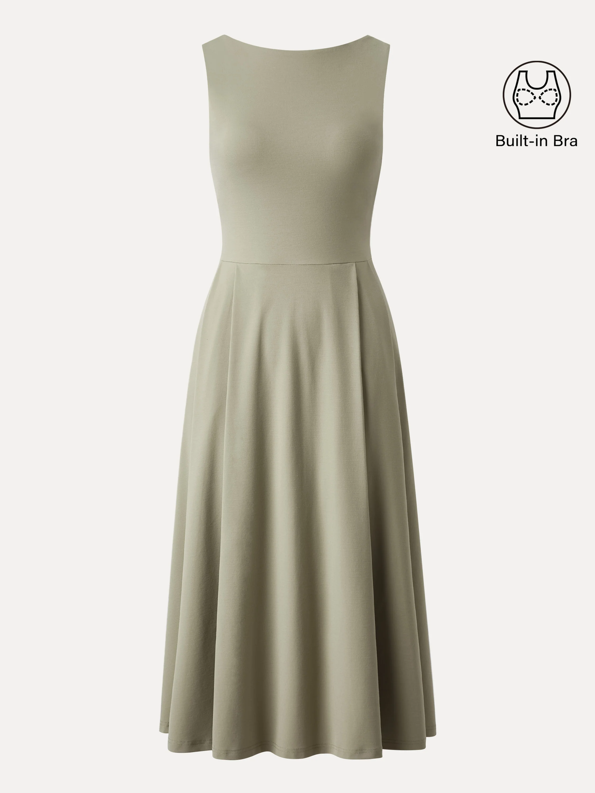 Boatneck Bamboo Ponte Brami Midi Dress with Pockets