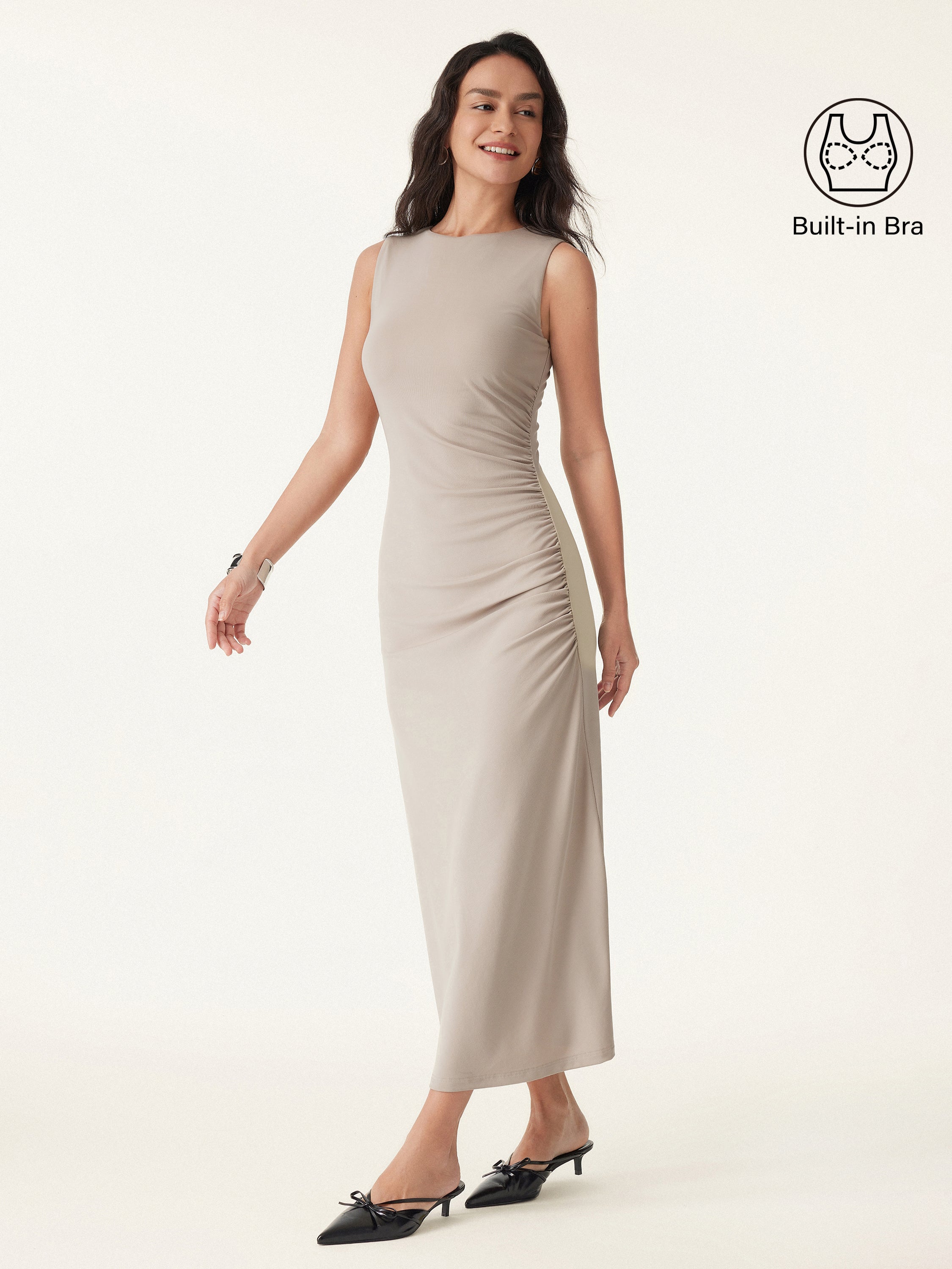 Side Ruched Midi Brami Dress