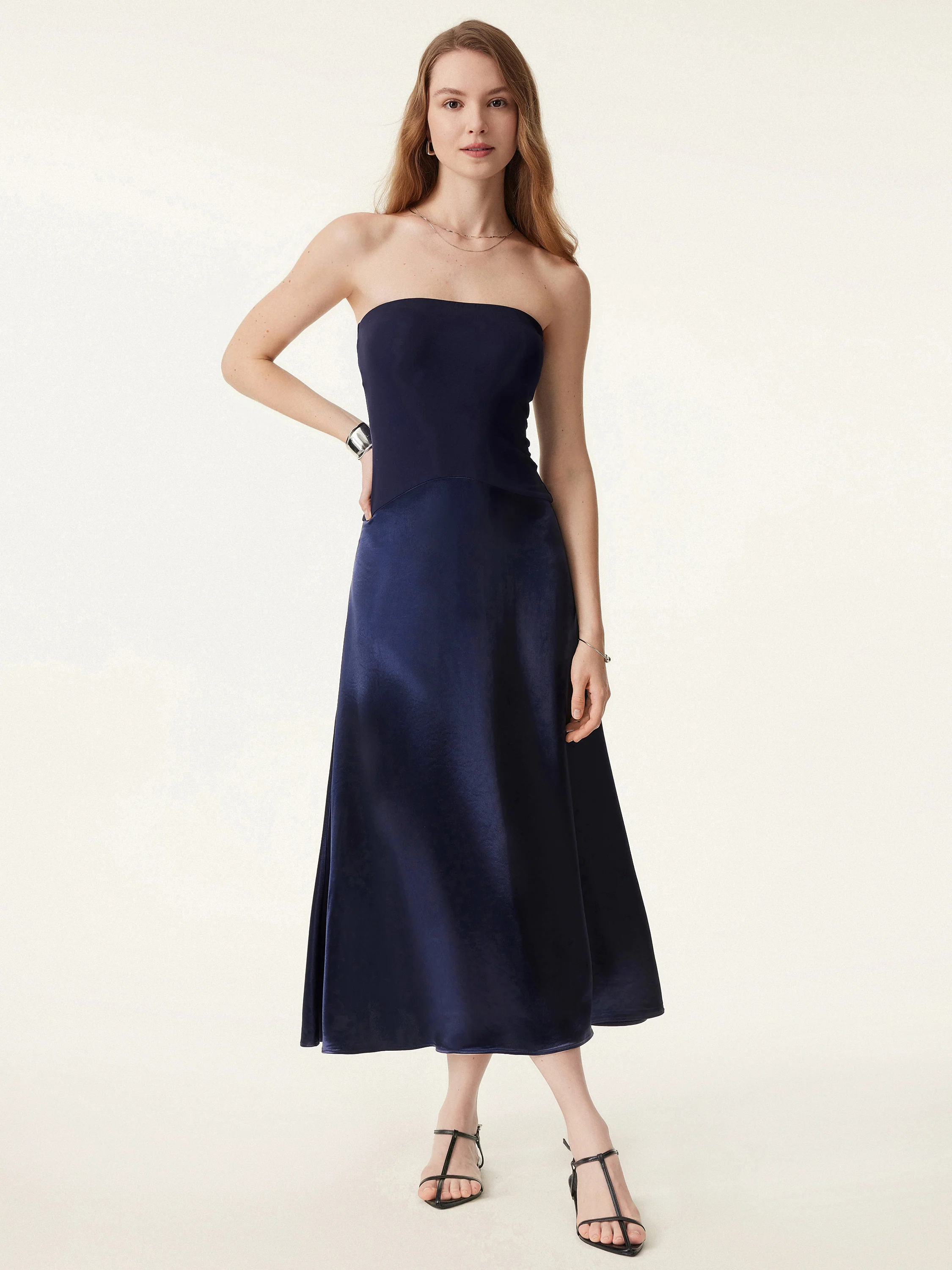 Midnight Acetate Non-slip Strapless Midi Brami Dress