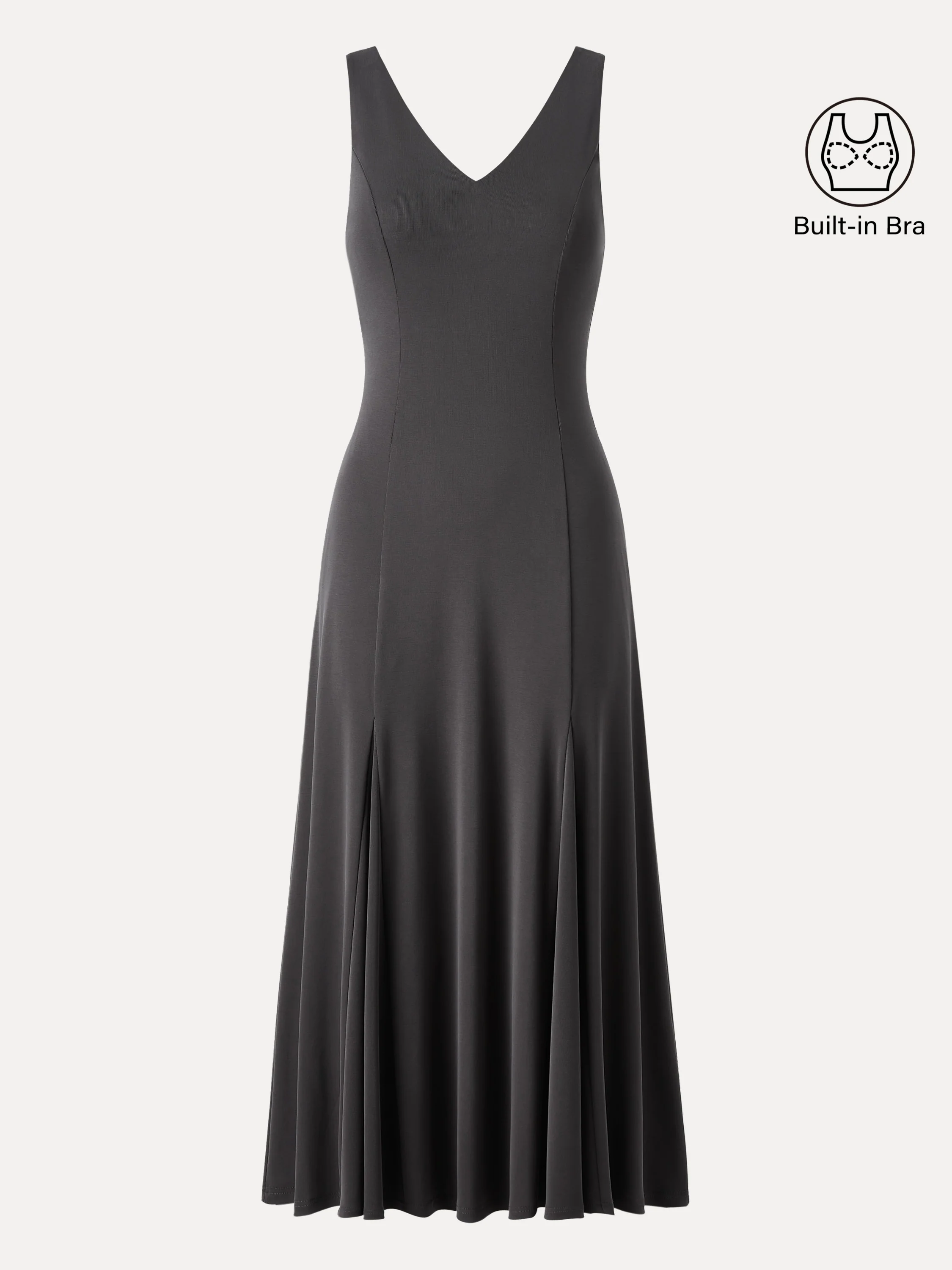 V-neck Fit-and-flare Midi Brami Dress with Pockets