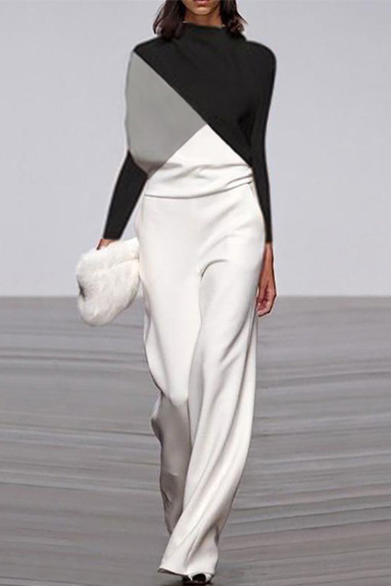 Kaynafashions - Work Elegant Print Patchwork Half A Turtleneck Jumpsuits