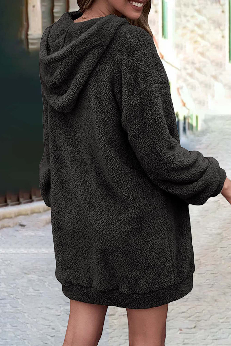 Kaynafashions - Fashion Solid Patchwork Hooded Collar Tops(6 Colors)