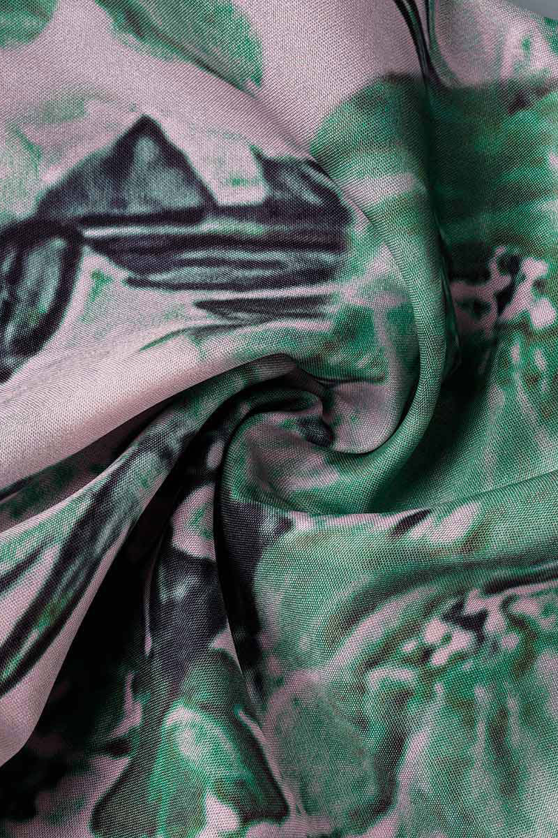 Kaynafashions - Sweet Elegant Print Patchwork V Neck Waist Skirt Dresses(4 Colors)