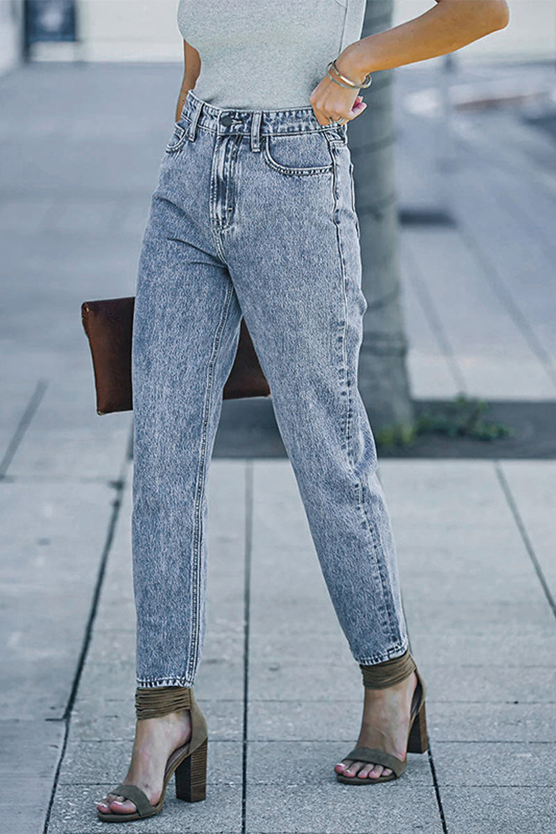 Kaynafashions - Street Solid Straight Denim Jeans