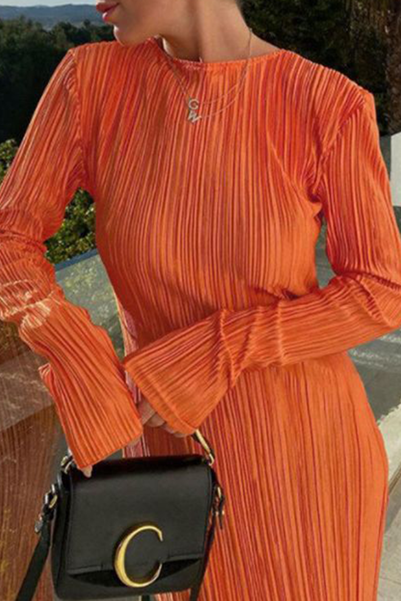 Kaynafashions - Casual Solid Patchwork O Neck Pencil Skirt Dresses