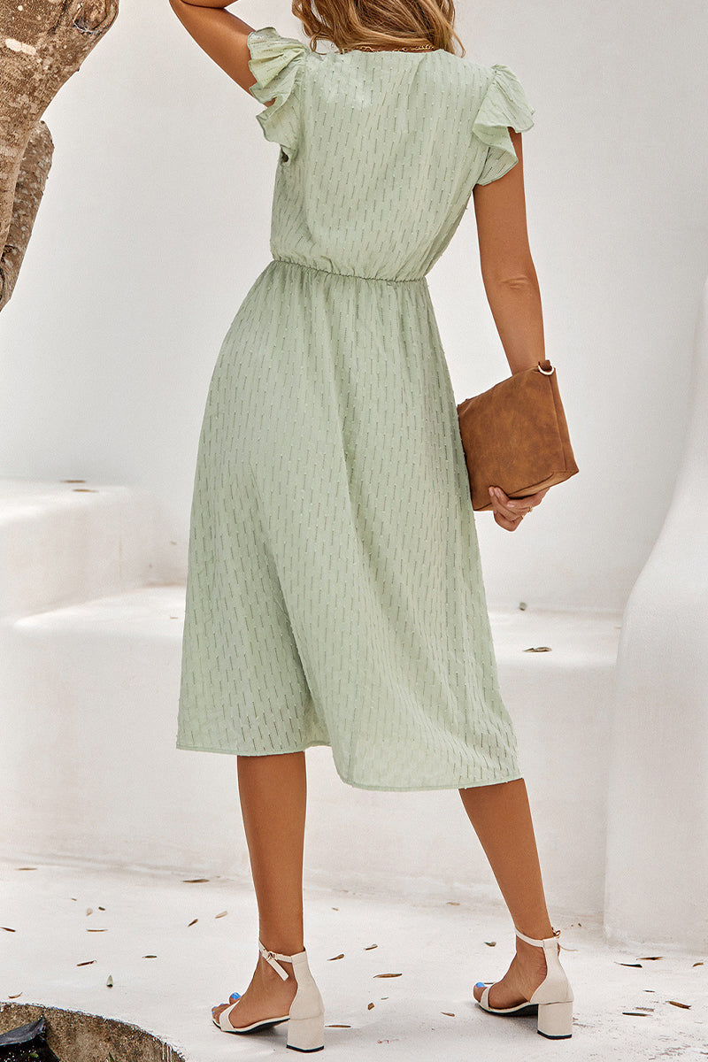 Kaynafashions - Sweet Elegant Solid V Neck A Line Short Sleeve Dress