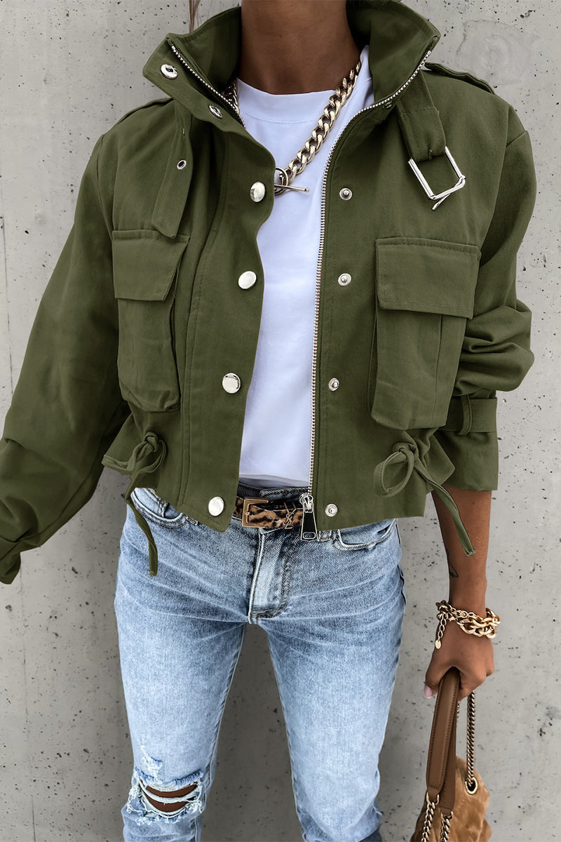 Kaynafashions - Street Solid O Neck Outerwear