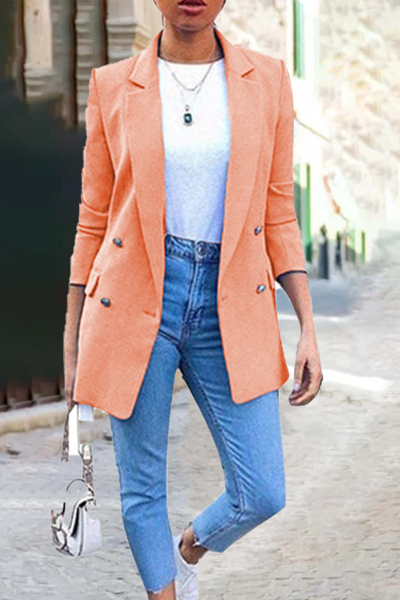 Kaynafashions - Fashion Solid Patchwork Turndown Collar Outerwear(9 colors)