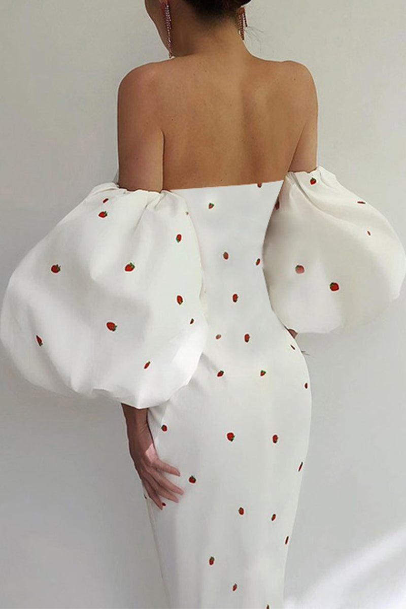 Kaynafashions - Sexy Elegant Print Patchwork Off the Shoulder Pencil Skirt Dresses