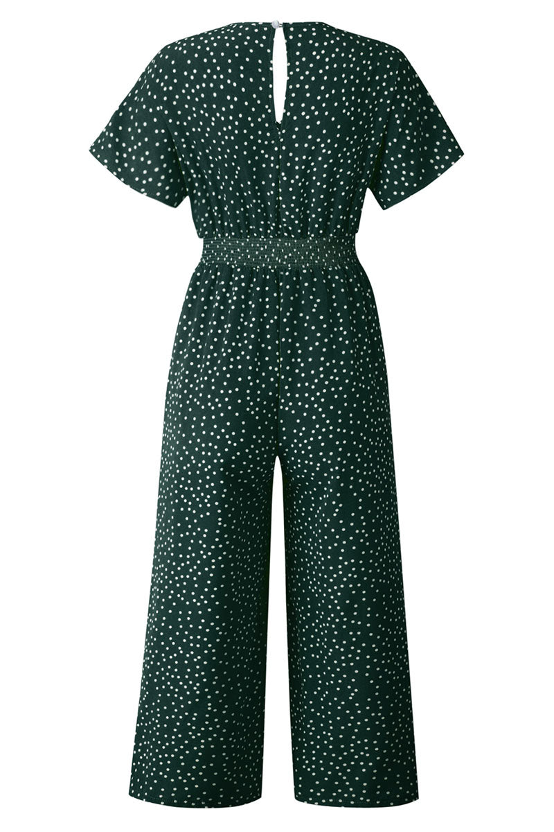 Kaynafashions - Fashion Casual Dot Patchwork V Neck Loose Jumpsuits(4 Colors)
