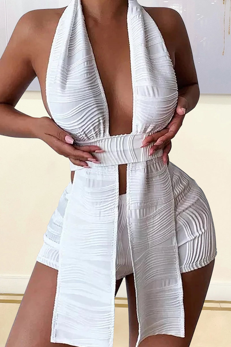 Kaynafashions - Sexy Solid V Neck Sleeveless Two Pieces