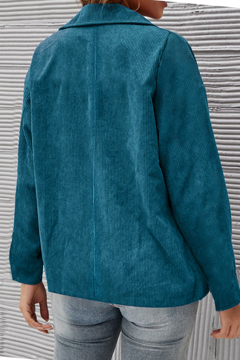 Kaynafashions - Solid Patchwork Turndown Collar Outerwear(10 Colors)