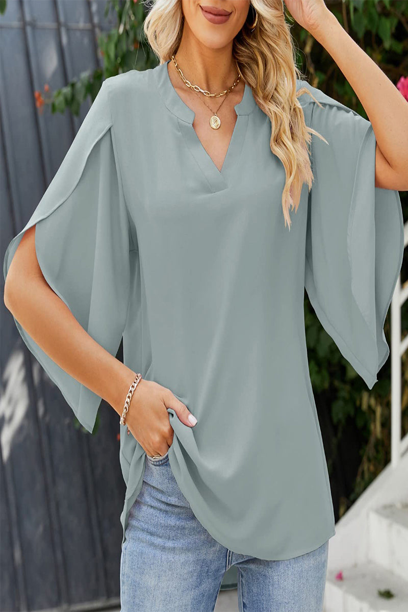 Kaynafashions - Sweet Elegant Solid Stringy Selvedge V Neck Tops