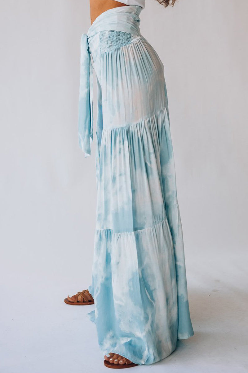 Kaynafashions - Casual Street Print Fold Loose High Waist Wide Leg Bottoms(21 Colors)