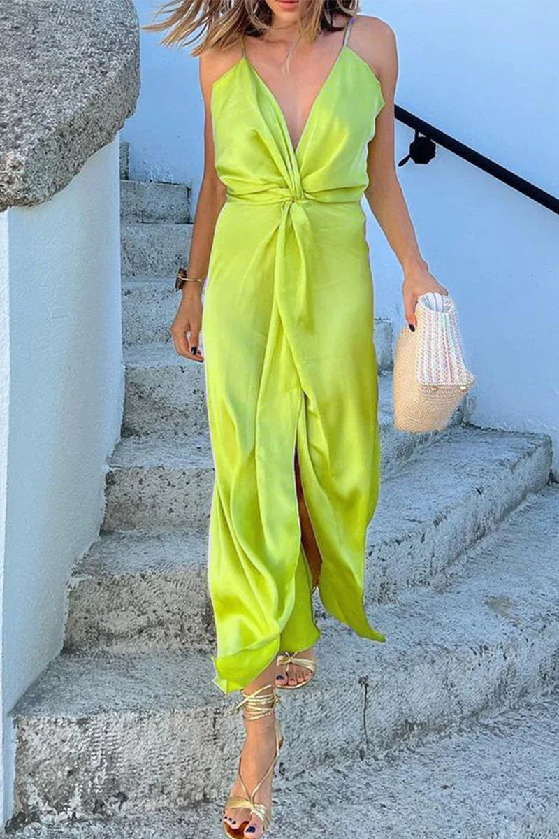 Kaynafashions - Sexy Solid Backless V Neck Sling Dress Dresses(5 Colors)