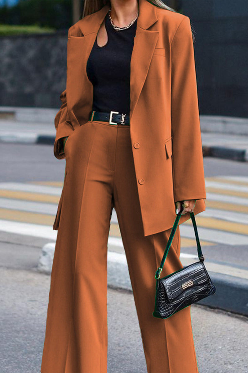 Kaynafashions - Work Elegant Turn-back Collar Long Sleeve Two Pieces(3 Colors)