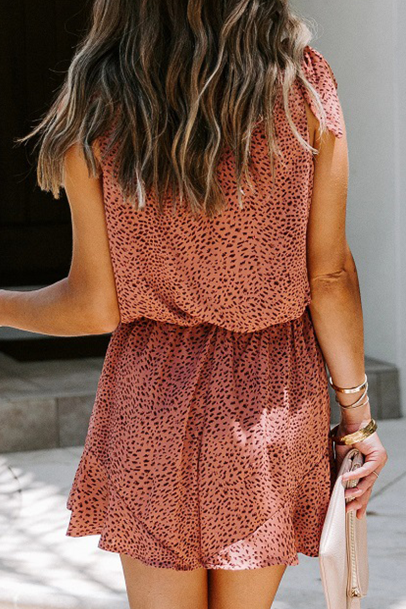 Kaynafashions - Casual Print Patchwork Strap Design U Neck Loose Jumpsuits