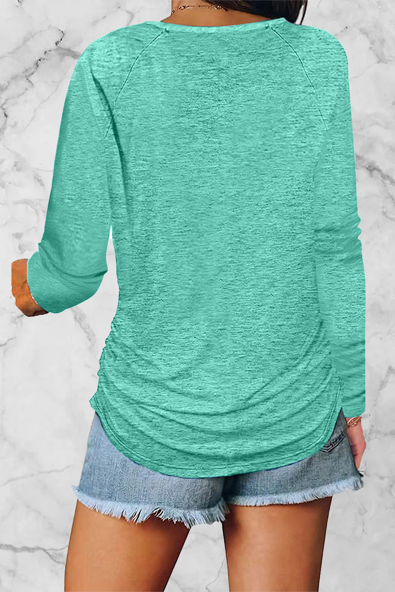 Kaynafashions - Casual Solid Fold V Neck Tops(8 Colors)