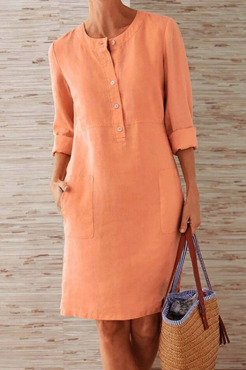 Kaynafashions - Fashion Street Solid O Neck A Line Dresses