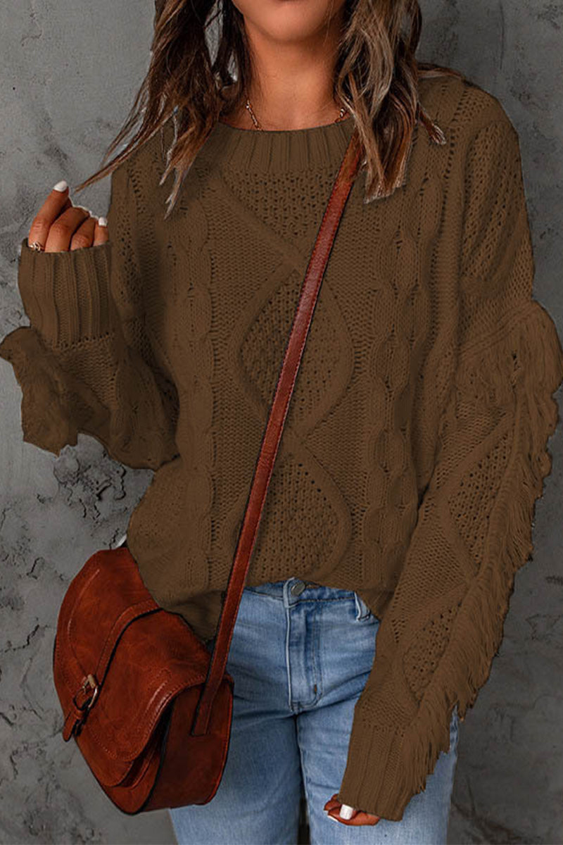 Kaynafashions - Sweet Elegant Solid Tassel O Neck Sweaters(8 Colors)