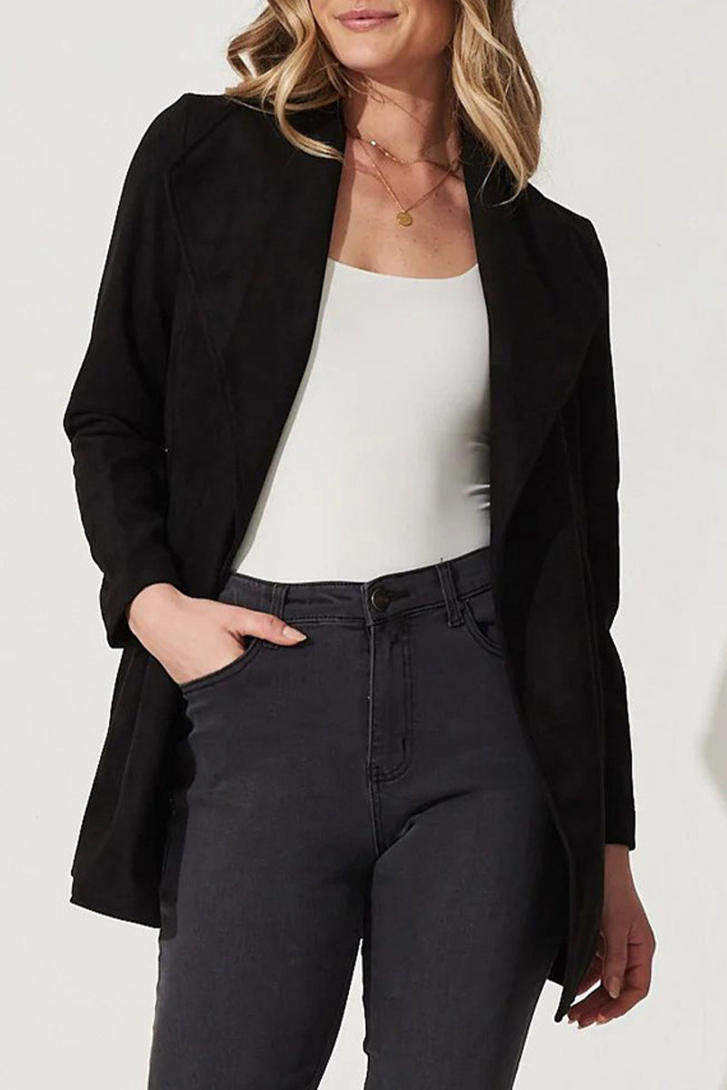 Kaynafashions - British Style Elegant Solid Patchwork Turndown Collar Outerwear