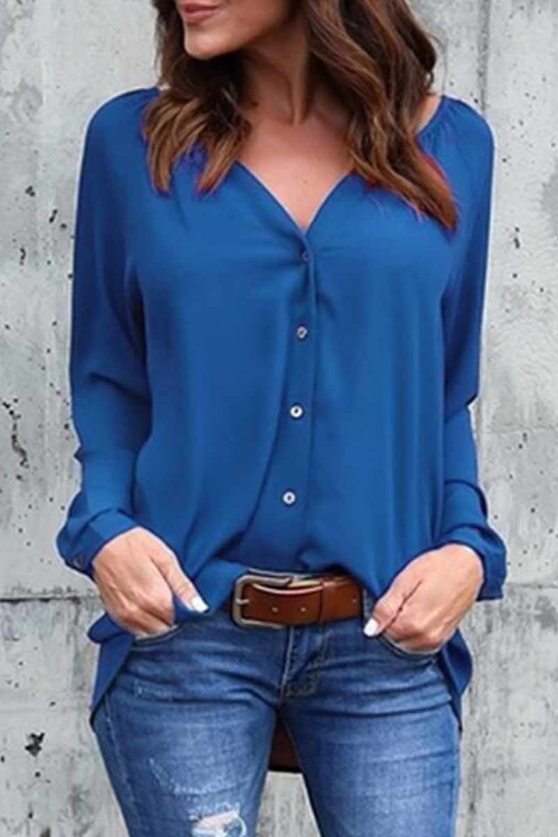 Kaynafashions - Elegant Solid V Neck Tops