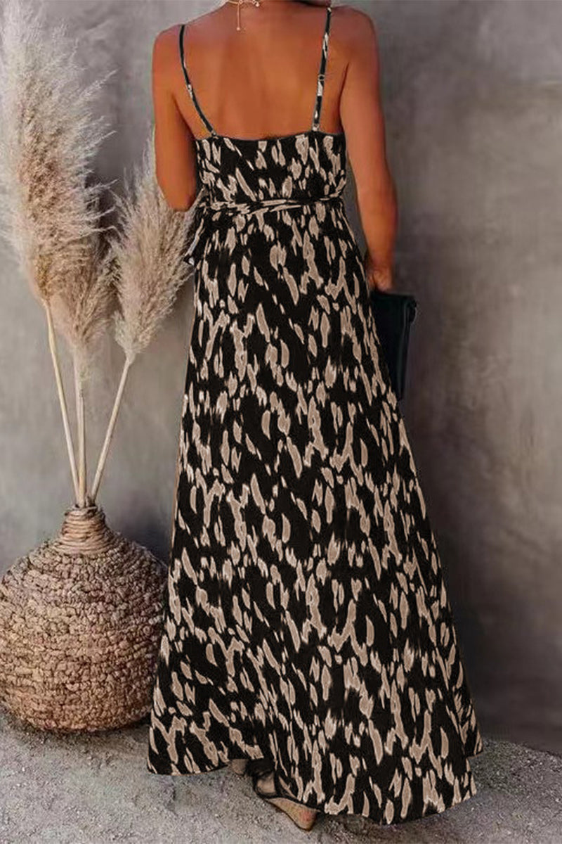Kaynafashions - College Vacation Zebra Print Patchwork V Neck Sling Dress Dresses