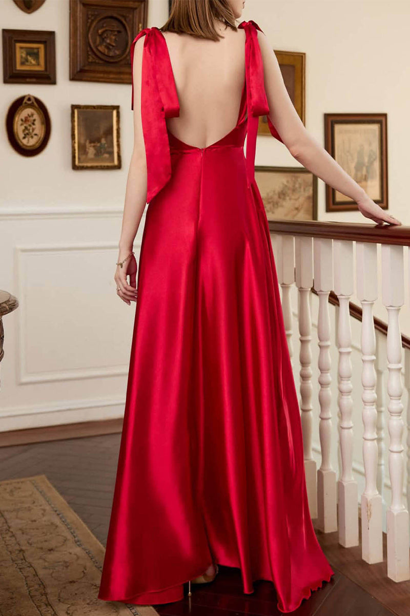 Kaynafashions - Elegant Formal Solid Frenulum Evening Dress Dresses