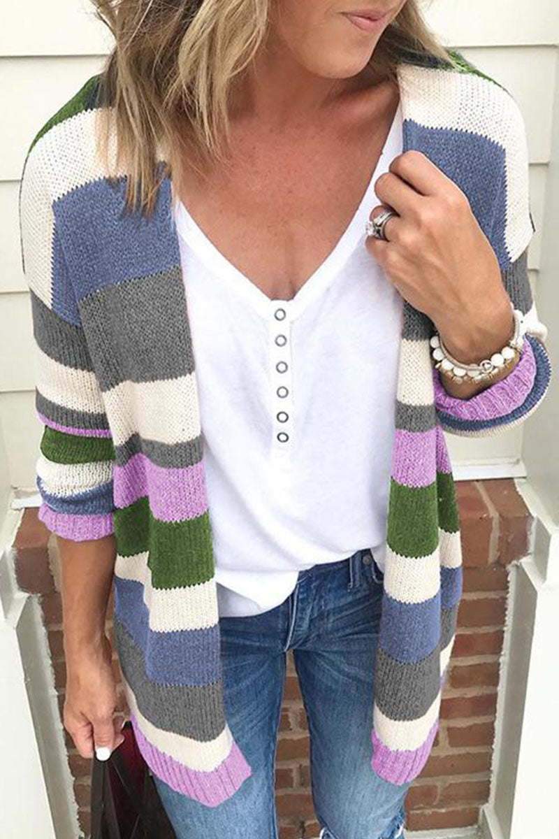 Kaynafashions - Fashion Street Striped Patchwork Sweaters