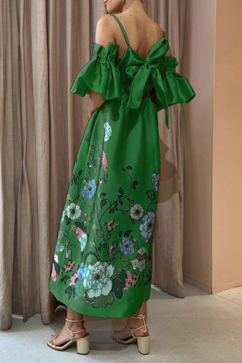 Kaynafashions - Casual Floral Pocket Off the Shoulder A Line Dresses