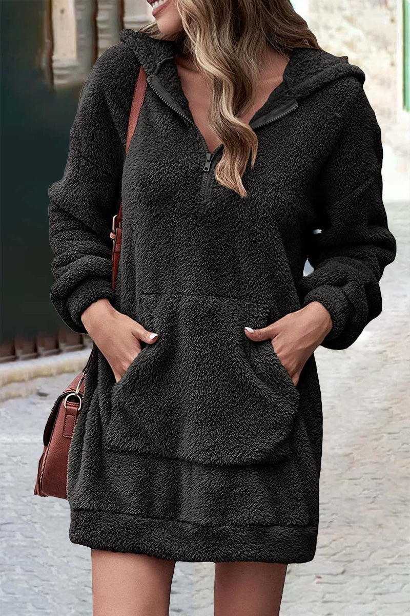 Kaynafashions - Fashion Solid Patchwork Hooded Collar Tops(6 Colors)