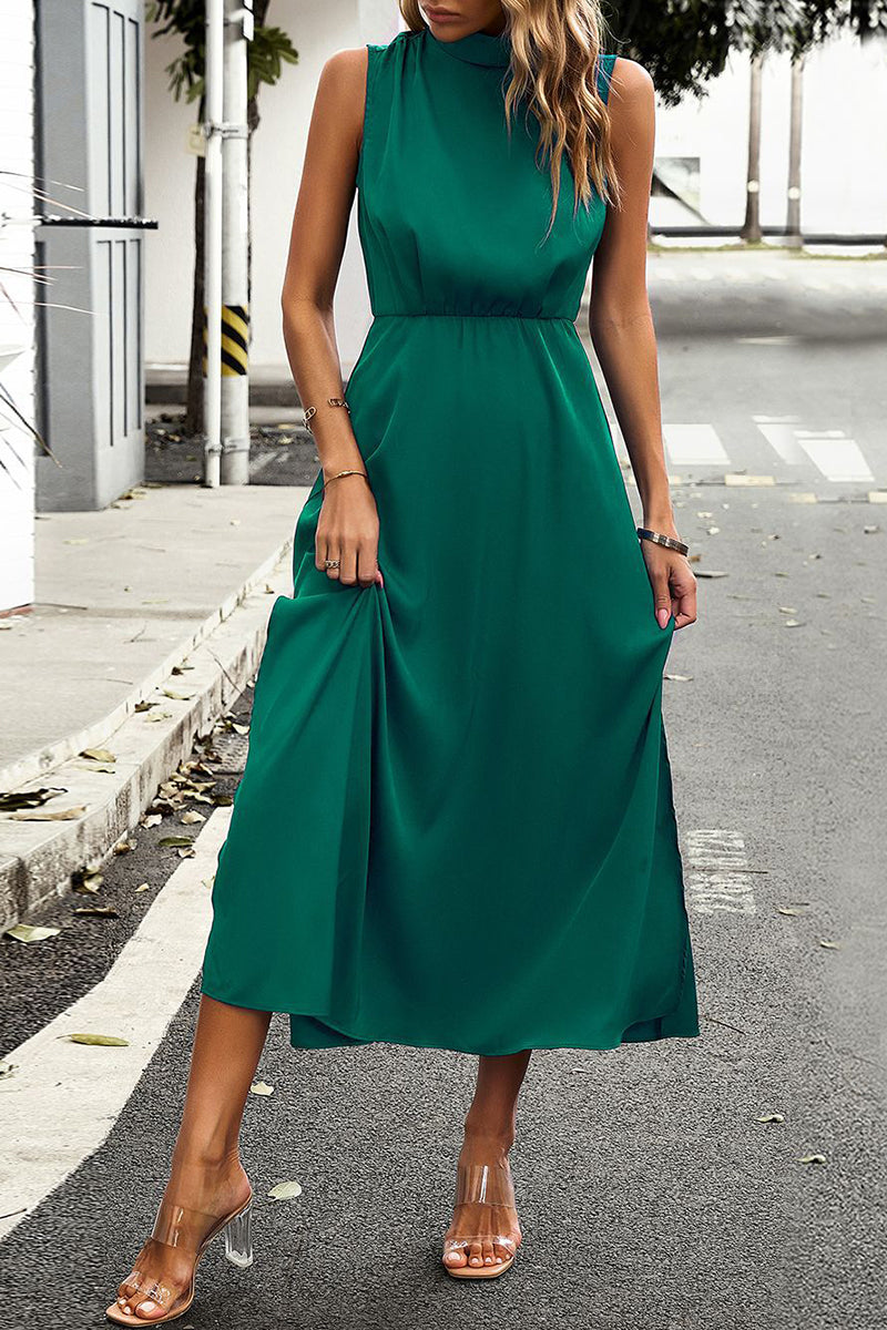 Kaynafashions - Elegant Solid Half A Turtleneck A Line Dresses