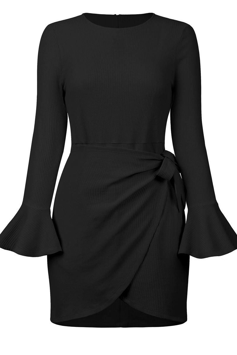 Kaynafashions - Casual Solid Flounce O Neck Irregular Dress Dresses(4 colors)