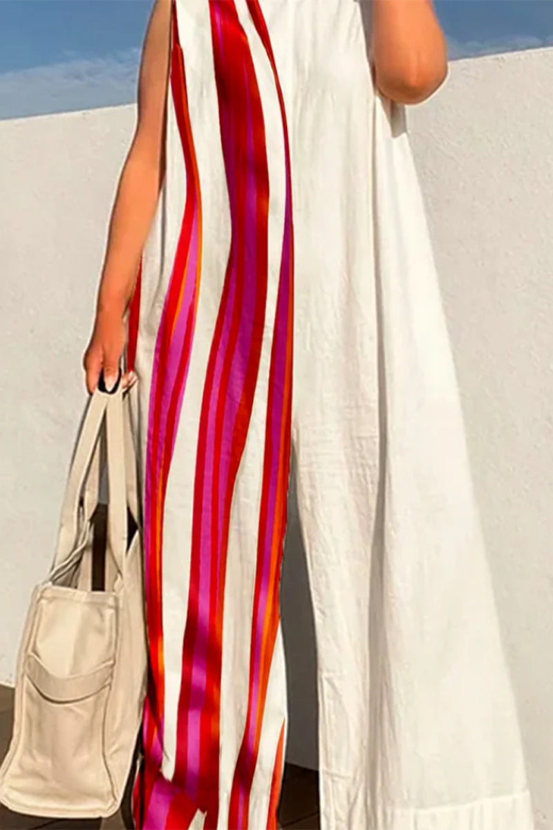 Kaynafashions - Casual Street Print O Neck Loose Jumpsuits