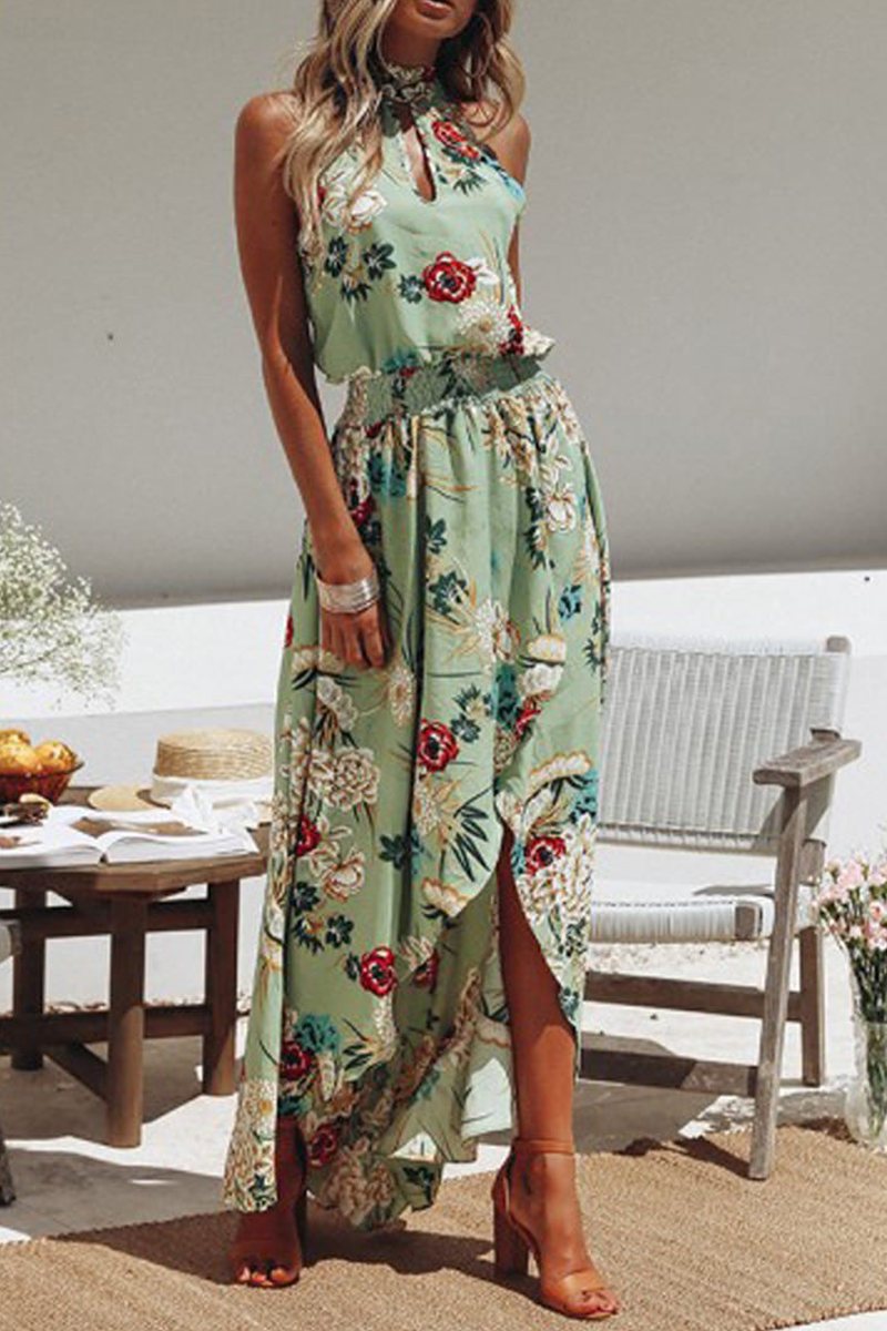 Kaynafashions - Casual Print Patchwork Turtleneck Irregular Dress Dresses