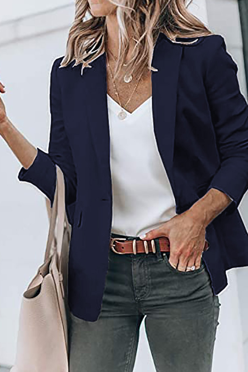 Kaynafashions - Fashion Solid Patchwork Turndown Collar Outerwear(11 colors)