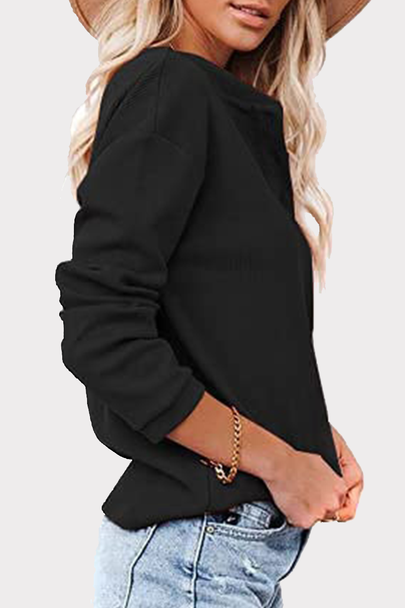 Kaynafashions - Casual Solid Patchwork Buckle O Neck Tops(6 colors)