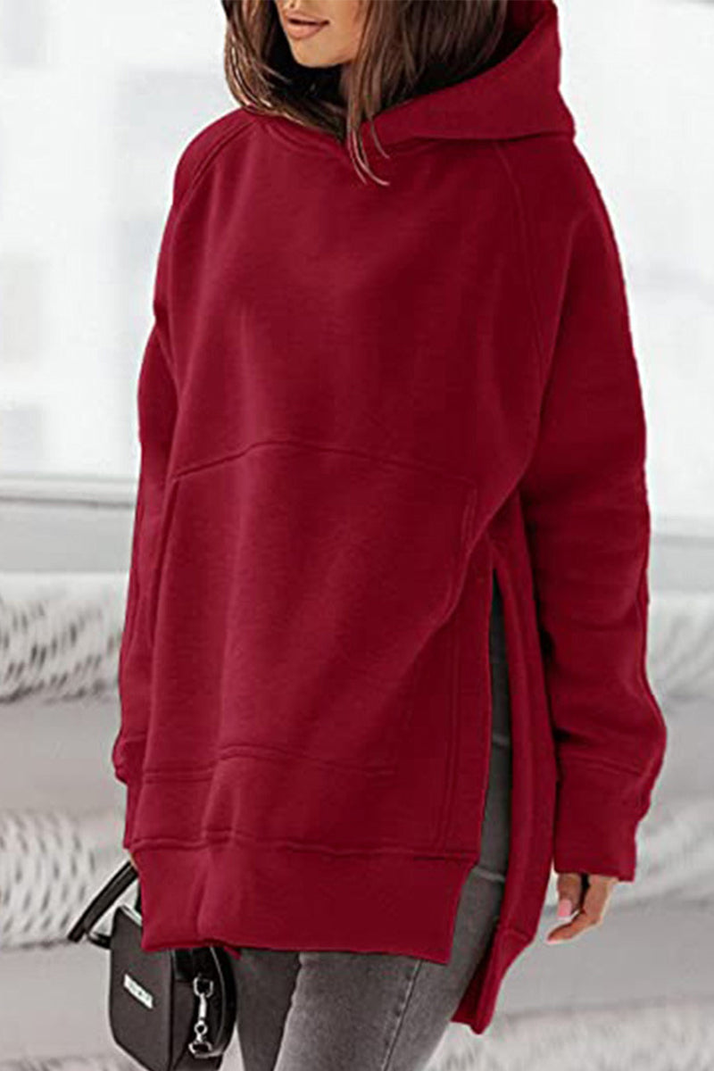 Kaynafashions - Casual Solid Solid Color Hooded Collar Tops