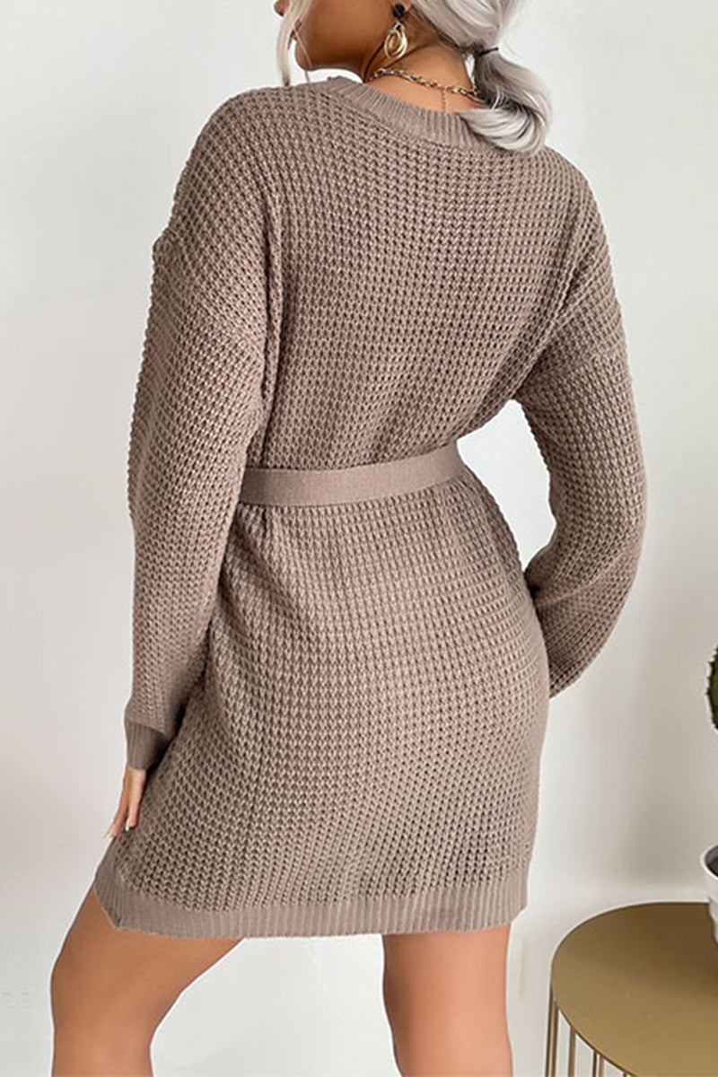 Kaynafashions - Fashion Solid Frenulum O Neck Straight Dresses