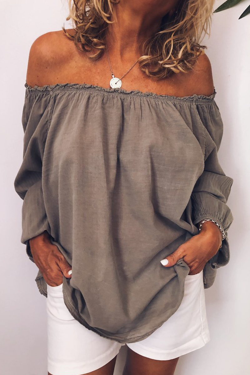 Kaynafashions - Casual Solid Stringy Selvedge Off the Shoulder Tops