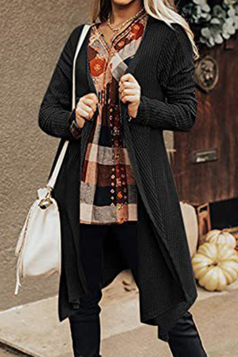 Kaynafashions - Casual Solid Asymmetrical O Neck Cardigans(8 Colors)