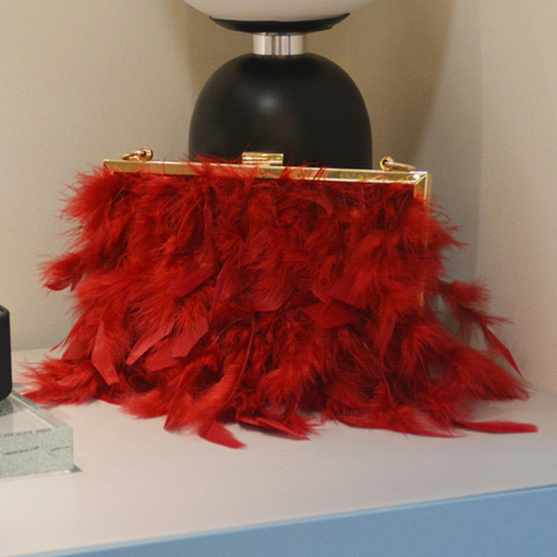 Kaynafashions - Daily Party Patchwork Feathers Chains Pearl Bags