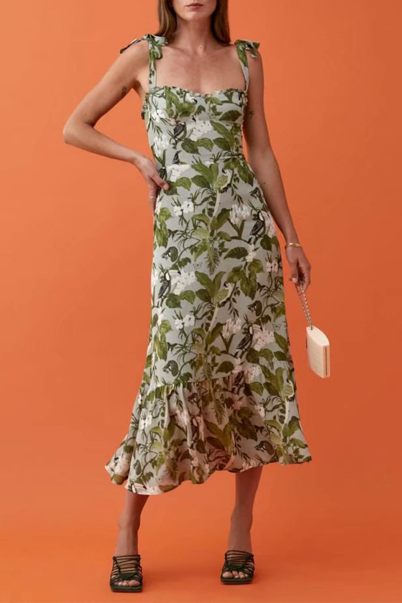 Kaynafashions - Fashion Elegant Floral Patchwork Flounce Strapless A Line Dresses