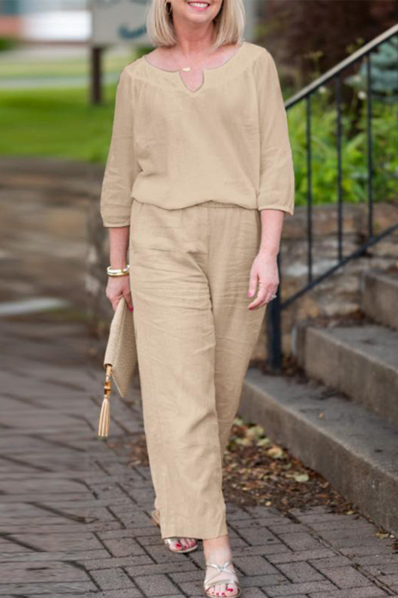 Kaynafashions - Casual Solid O Neck Half Sleeve Two Pieces