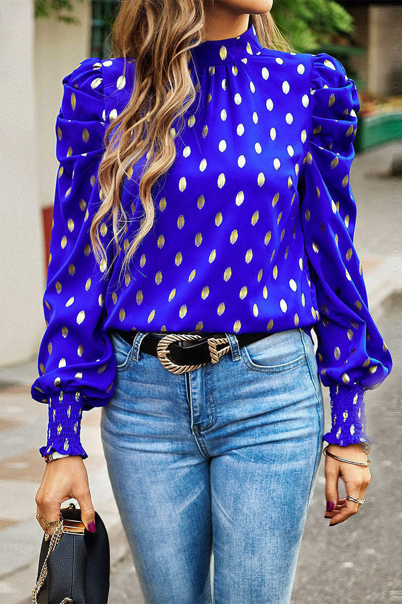 Kaynafashions - Elegant Polka Dot Fold Half A Turtleneck Tops