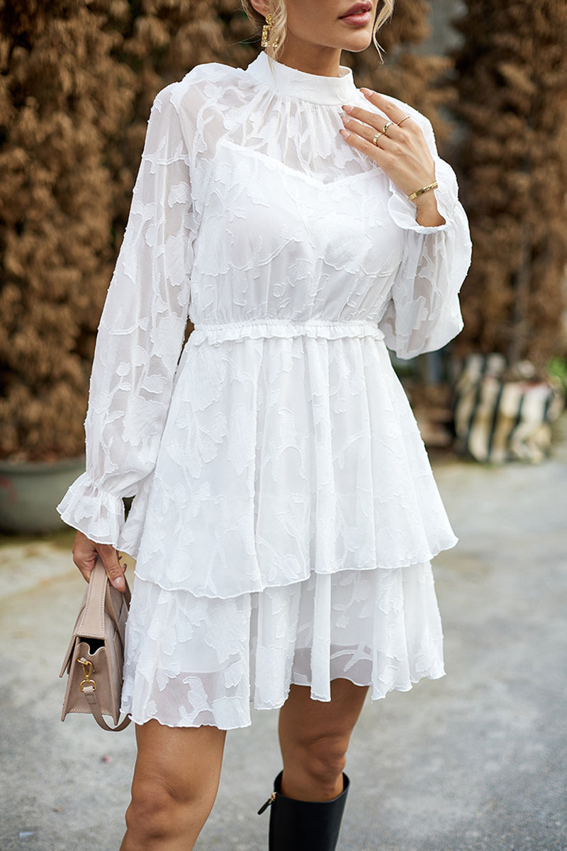 Kaynafashions - Elegant Solid Patchwork O Neck A Line Dresses