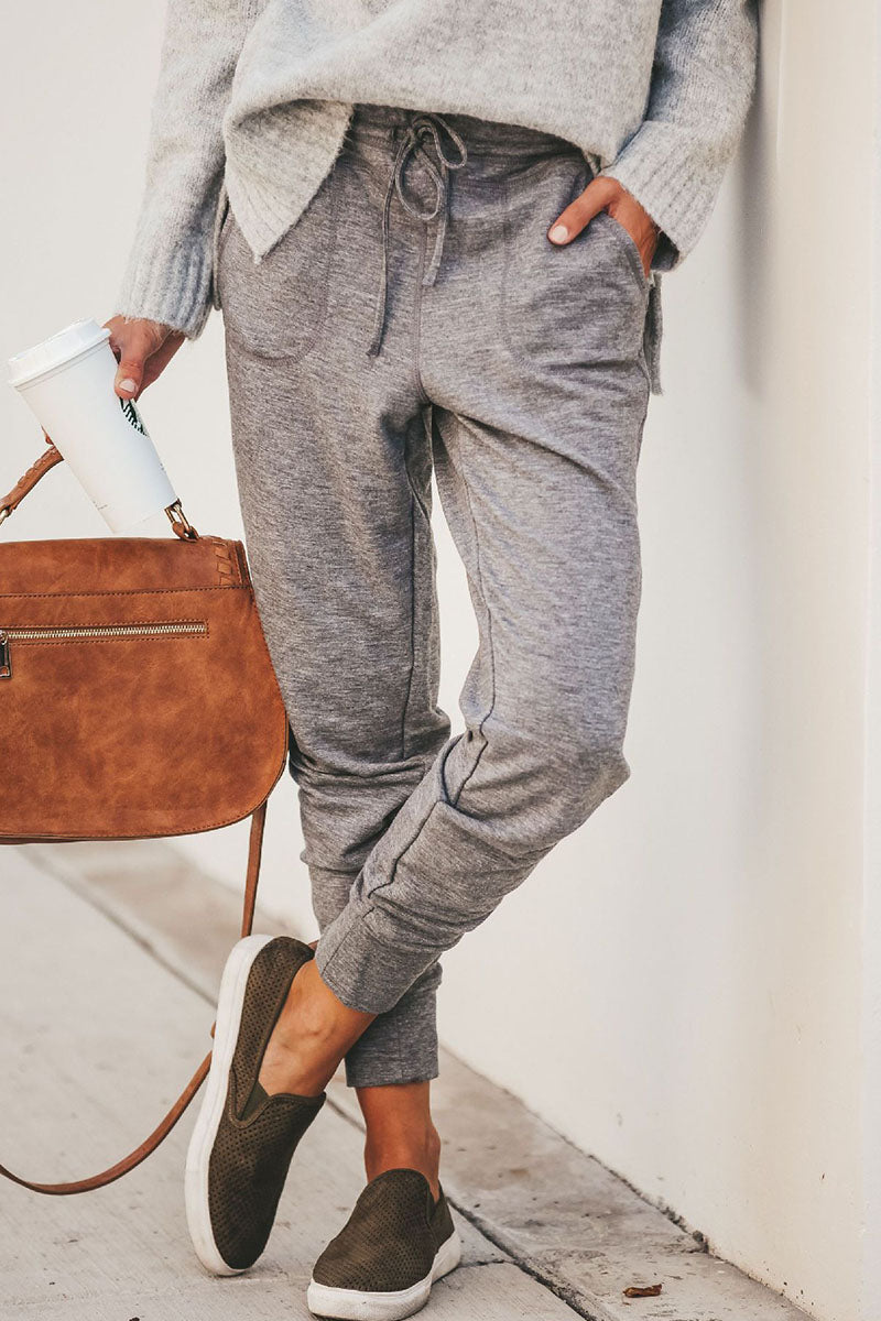 Kaynafashions - Fashion Street Solid Pants Harlan Mid Waist Pencil Bottoms(4 Colors)