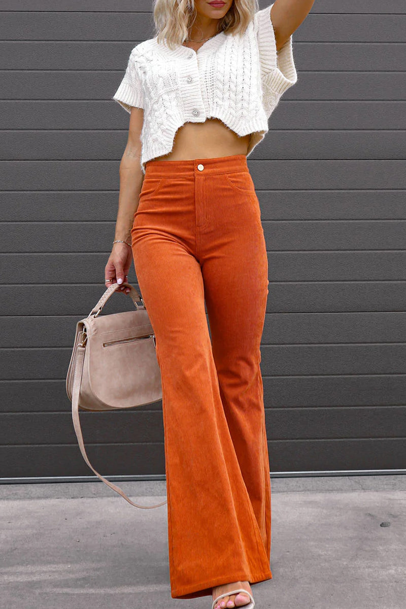 Kaynafashions - Sexy Casual Boot Cut Mid Waist Wide Leg Bottoms(4 Colors)