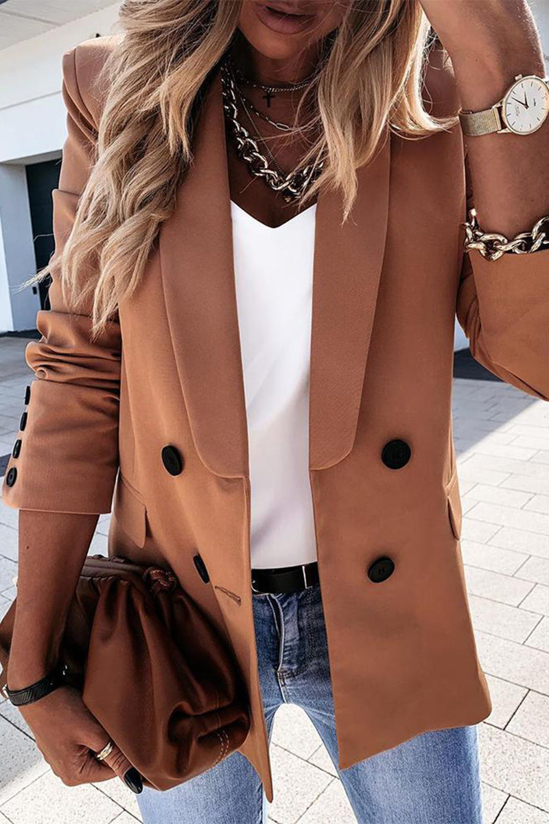 Kaynafashions - Fashion Work Plaid Printing Turn-back Collar Outerwear